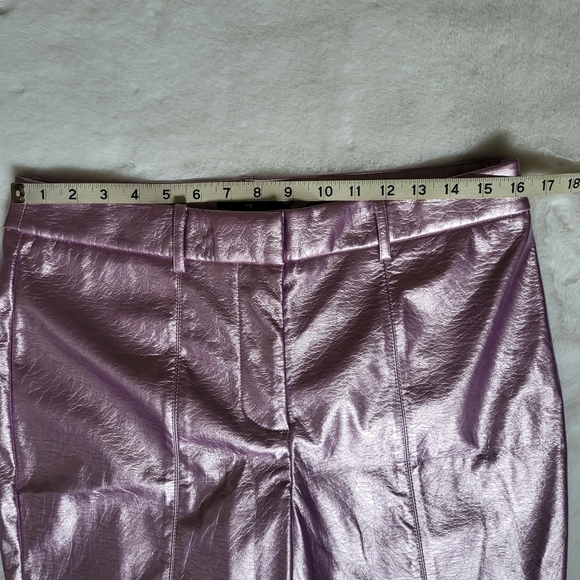 NWT 7 For All Mankind Women's Faux Leather Liquid Foil  Metallic Pants Size L - Picture 15 of 16